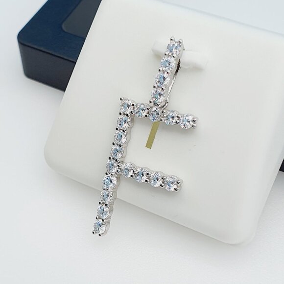 "925 Sterling Silver Cubic Zirconia Initial Pendant, UU1P6A6172 - Picture 3 of 11